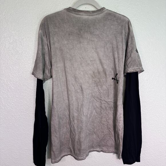 Affliction Shirt Mens XL River Styx 2fer Grim Reaper Graphic Tee Grunge Punk - Picture 2 of 11